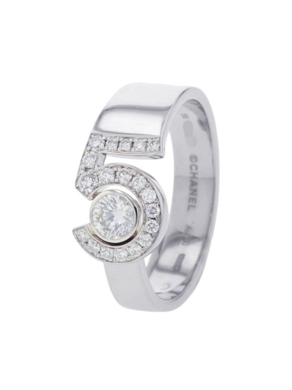 Chanel Ring Eternal No. 5 Diamond Center Stone 18K White Gold